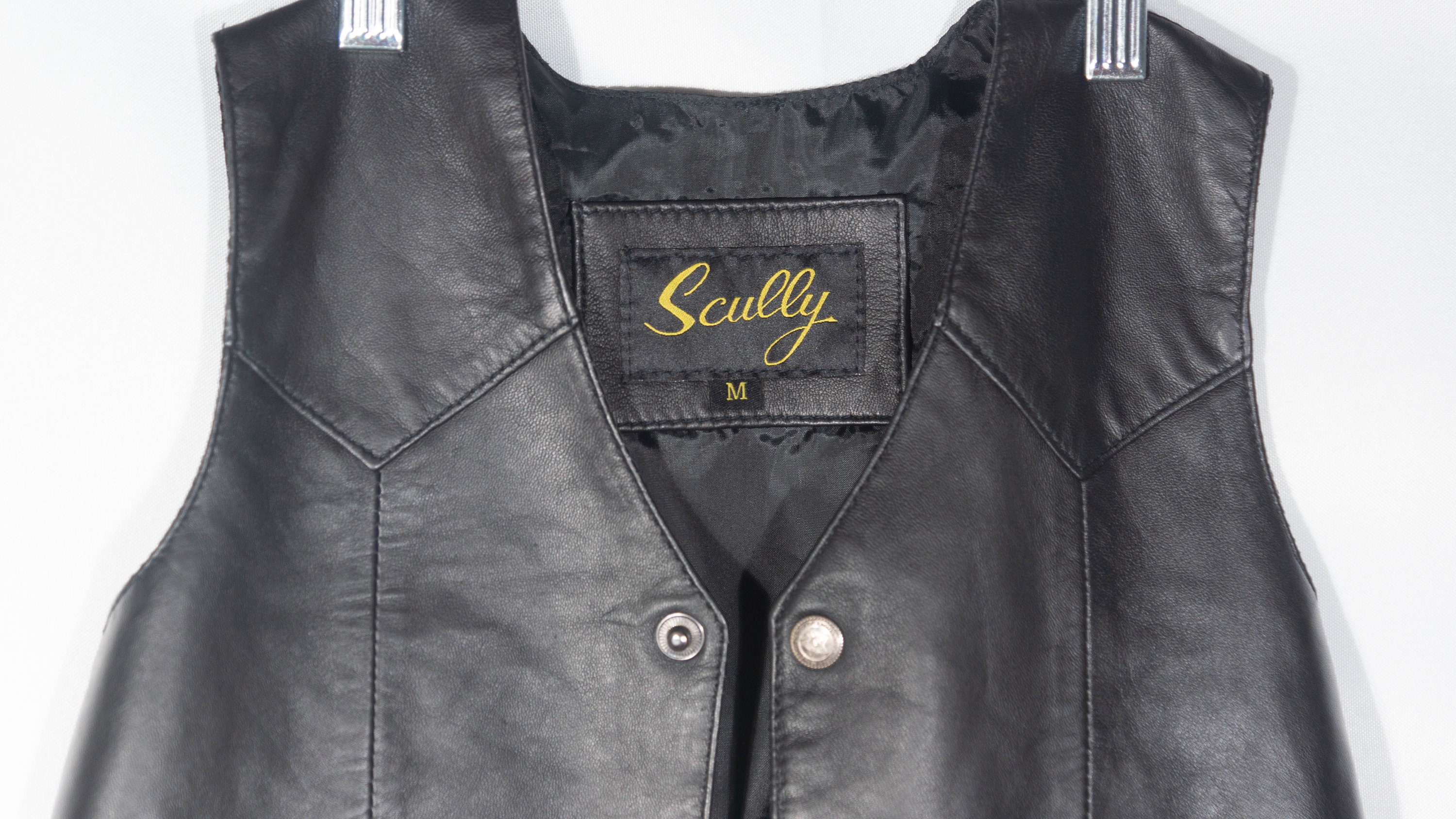 Vintage Kids Leather Vest Scully Label Western Style Snaps Etsy