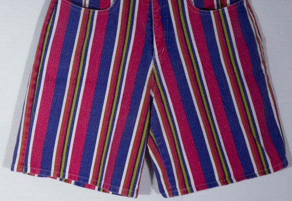 Vintage Jean Shorts Made in USA Colorful Striped … - image 7