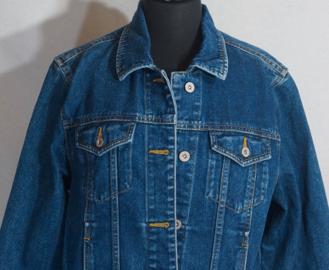 1990's Eddie Bauer Jean Jacket Vintage Denim Coat Size L Etsy