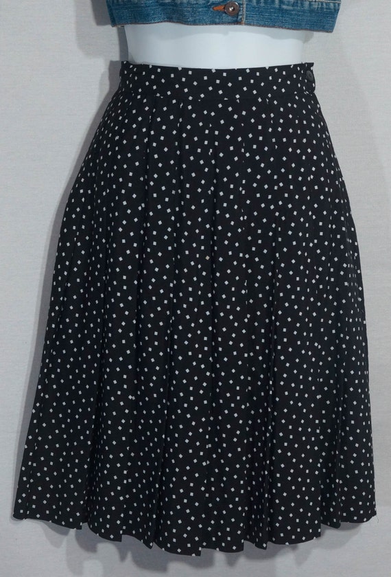 Vintage Pleated Short Skirt 80s Diamond Polkadot P