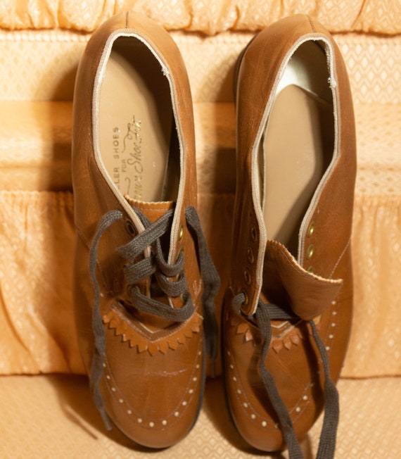 Vintage Oxford Shoes Mod 60s Lace Up Brown Leathe… - image 6