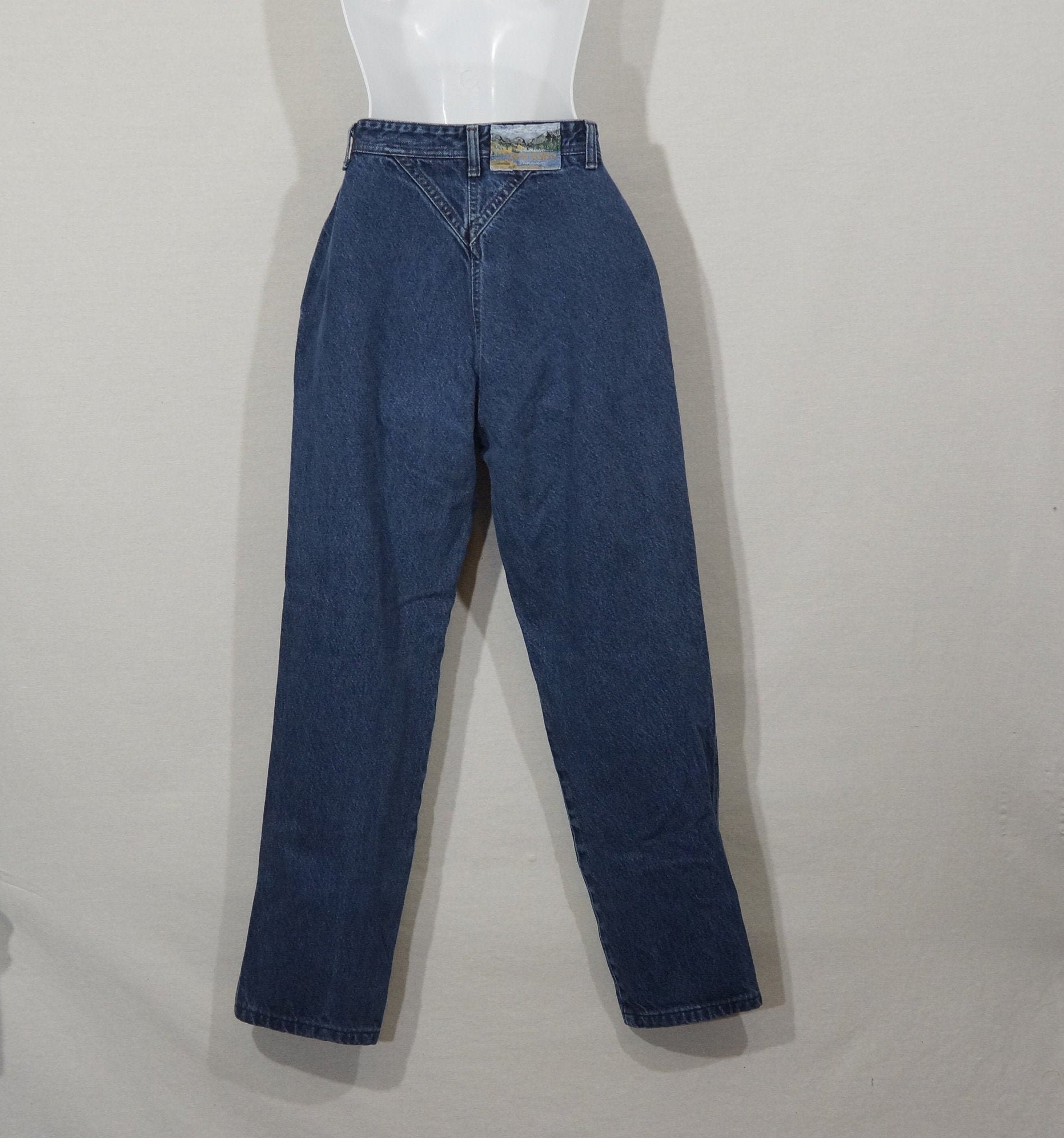 1980's Western Jeans Vintage Rockies Label Denim Saddle Back Size 9 / 27 High Waist - Nicely 