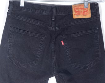 Vintage Levi's 501 Jean Shorts: Button Fly Black Denim - Size 31