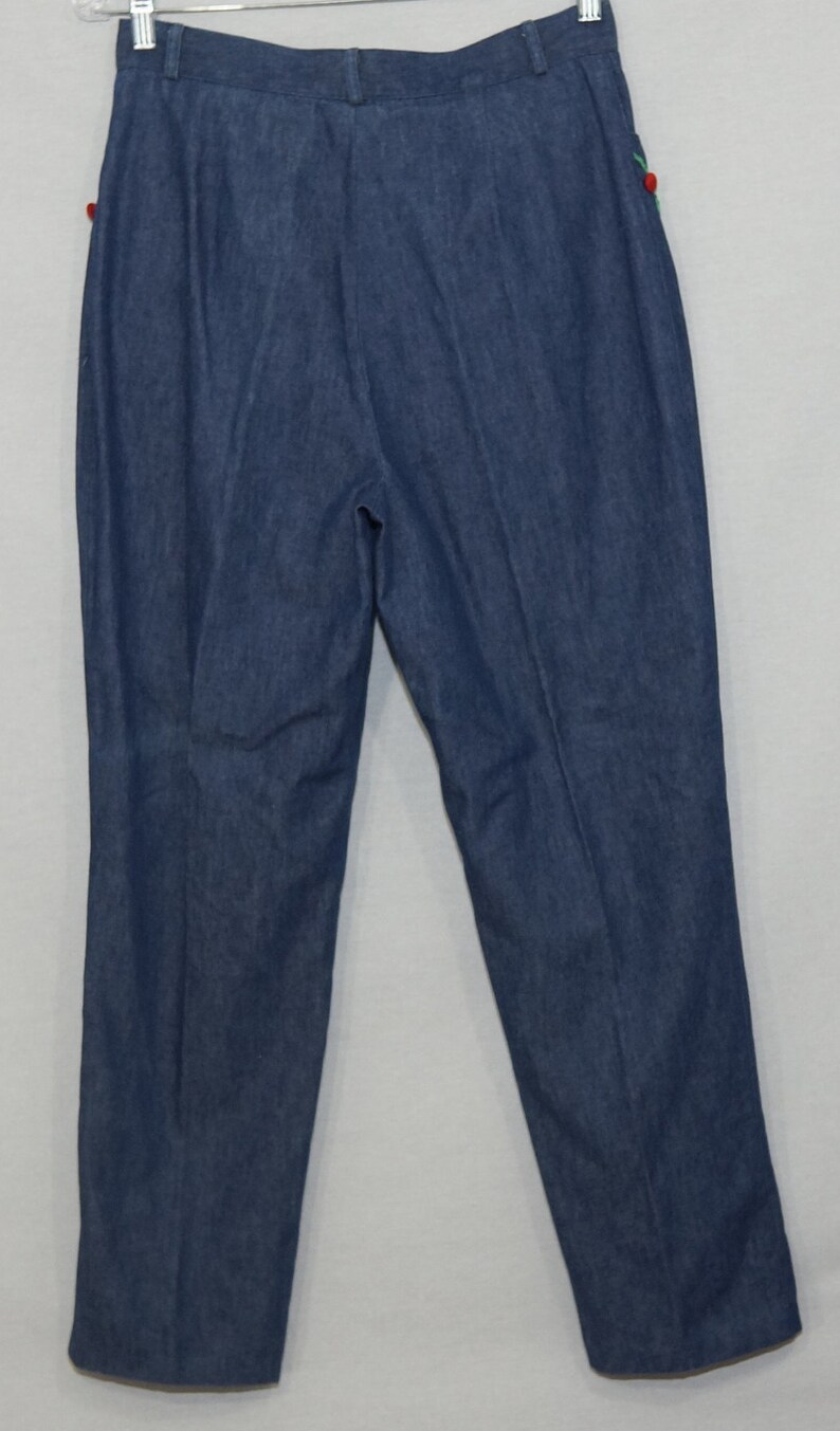 1980/'s Rockabilly Jeans Vintage Western Denim Designer Lew Magram High Rise Embroidery Trim 30 High Waist