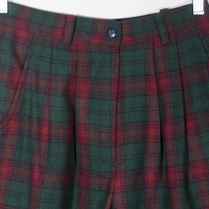 Vintage Long Shorts Plaid Wool Cuffed Shorts 80s 80&#39;s Savannah Designer Label Lined Preppy Collegiate - VTG Women&#39;s Size 6 , 27&quot; High Waist