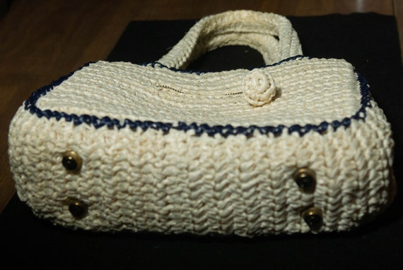 Vintage Raffia Hand Bag 60s Mod Purse Woven Straw… - image 8
