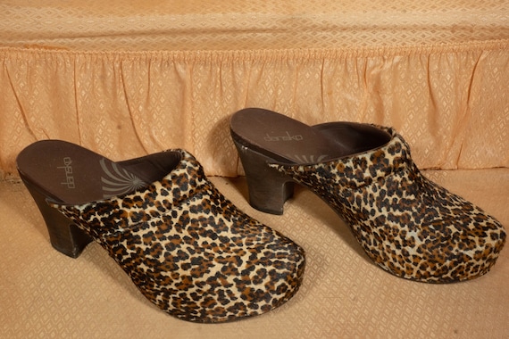 Vintage Dansko Clogs Leopard Print Platform Clogs… - image 7