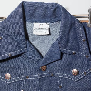 1970&#39;s Kids Jean Jacket Vintage Jacket Western Cowboy Rockabilly Silver Studded &quot;Billy the Kid&quot; Label Denim - Toddler Child Size M , 4T 5T