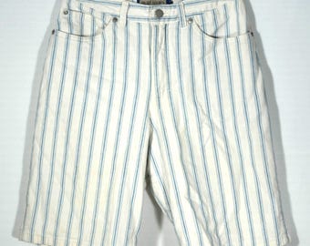 Vintage Jean Shorts – 80s Ruff Hewn, Striped Denim, USA Made - VTG Size 6