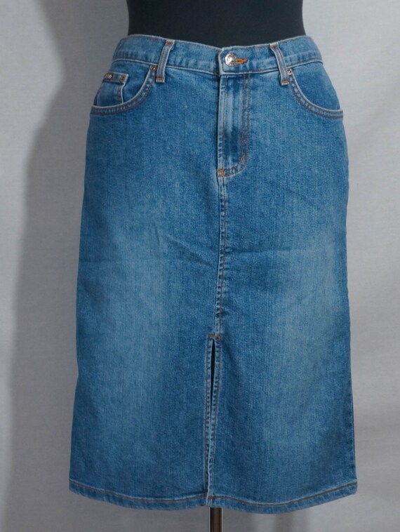 Knee length top jean skirts 70s