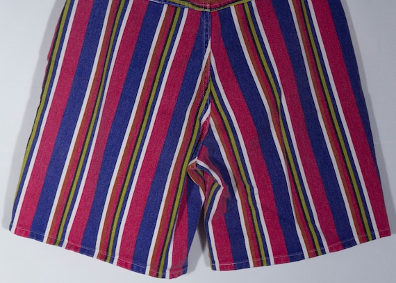 Vintage Jean Shorts Made in USA Colorful Striped … - image 9