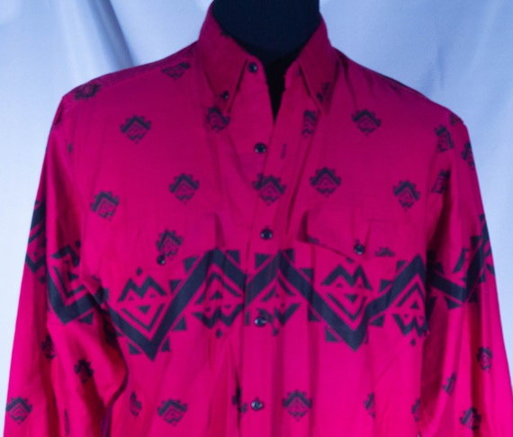 Western Shirt Vintage Southwestern Print 80s West… - image 7