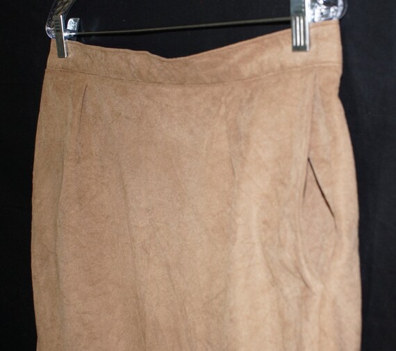 Vintage 70s Skirt Midi Hand Made Faux Suede Boho … - image 5