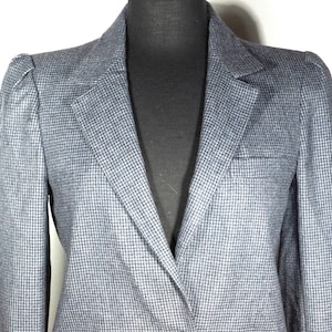 Vintage Jacket 80's does 1940's Style Houndstooth Blazer Fully Lined Paris New York Import Designer Label - VTG Women's Size 8 , 36" Chest