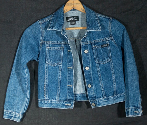 Vintage Kids Jean Jacket 80s Squeeze Denim Coat -… - image 2