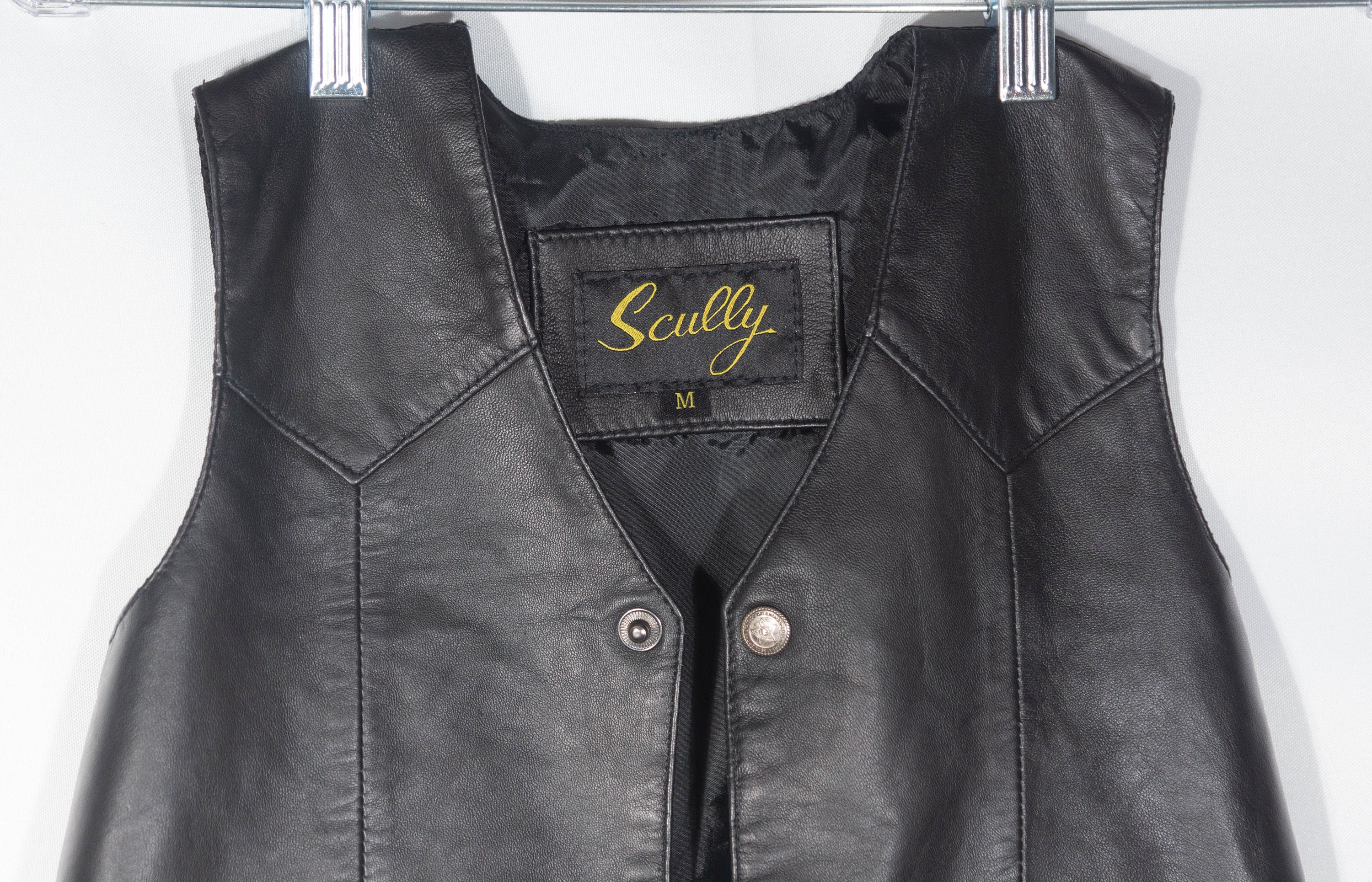 Vintage Kids Leather Vest Scully Label Western Style Snaps Etsy