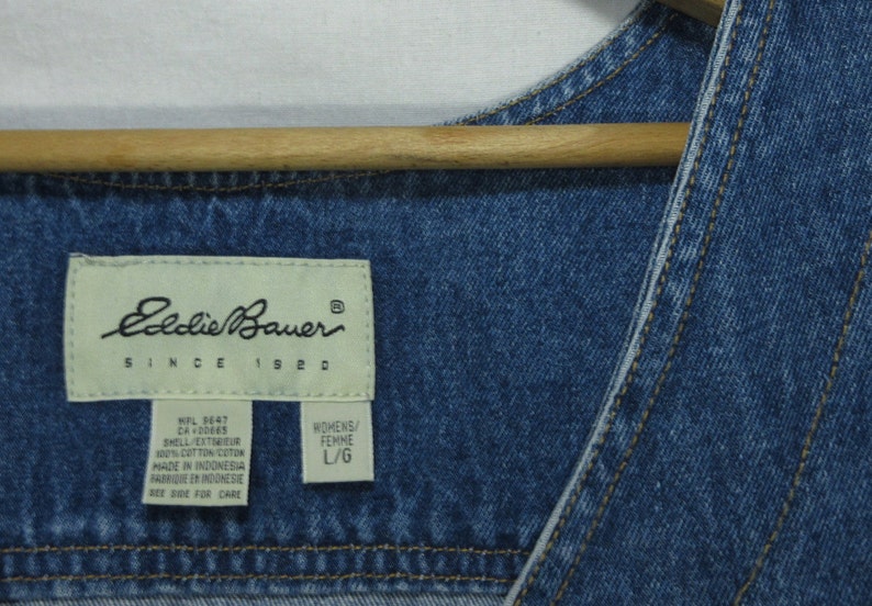 1990's Jean Vest Vintage Eddie Bauer Label Cotton Denim | Etsy