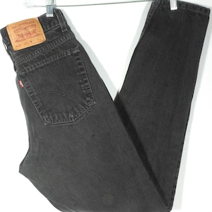 Vintage Jeans 90&#39;s Levi&#39;s Jeans Mom Jeans Levis Black Denim High Rise Perfectly Worn Women&#39;s Size 10 Slim Fit - 27&quot; High Waist, 31&quot; Inseam