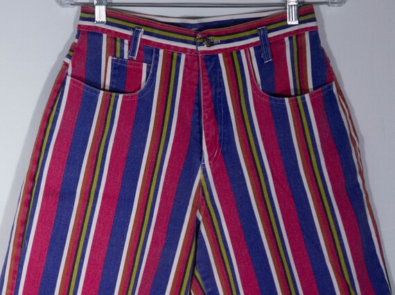Vintage Jean Shorts Made in USA Colorful Striped … - image 6