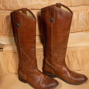 Vintage Frye Boots Tall Leather Riding Boots 90s Western Brown Leather Tall Boots Preppy Cowgirl - Women&#39;s Size 6 B / 6 medium