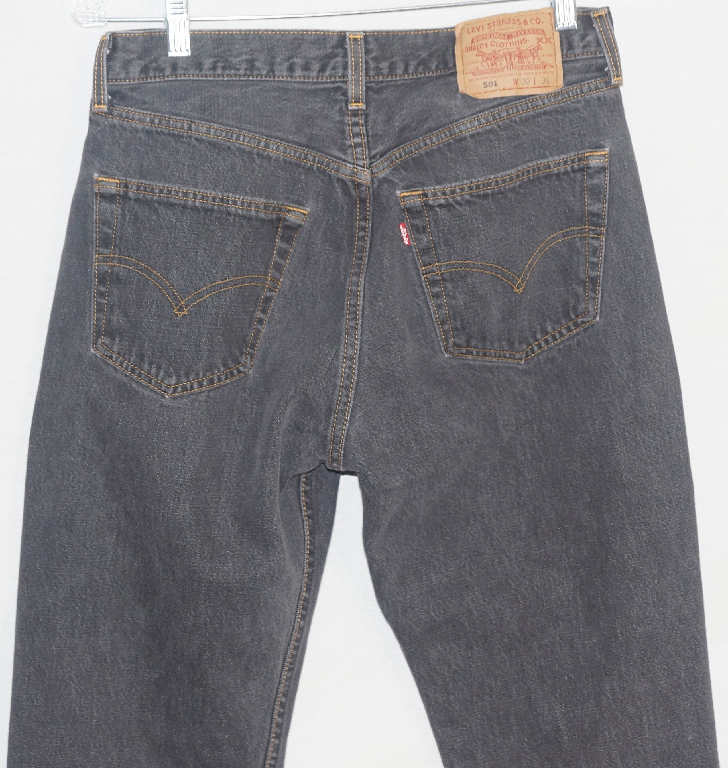 1980's 501 Levi's Vintage Jeans Made in USA Red Tab Faded Black Denim ...