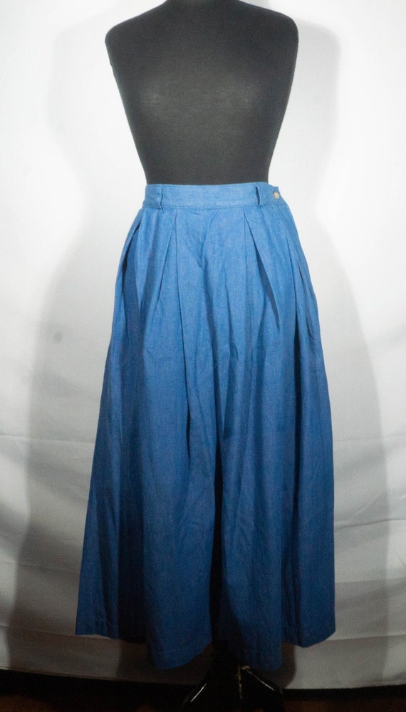 Vintage Jean Skirt 80s Pleated Midi Made in USA S… - image 8
