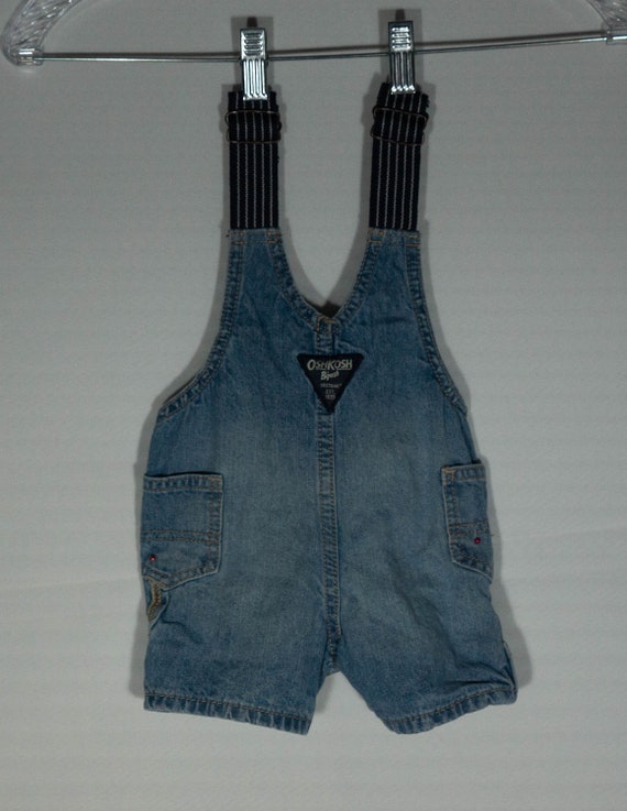 Baby Carhartt Overalls Shorts Blue Jean Patches D… - image 4