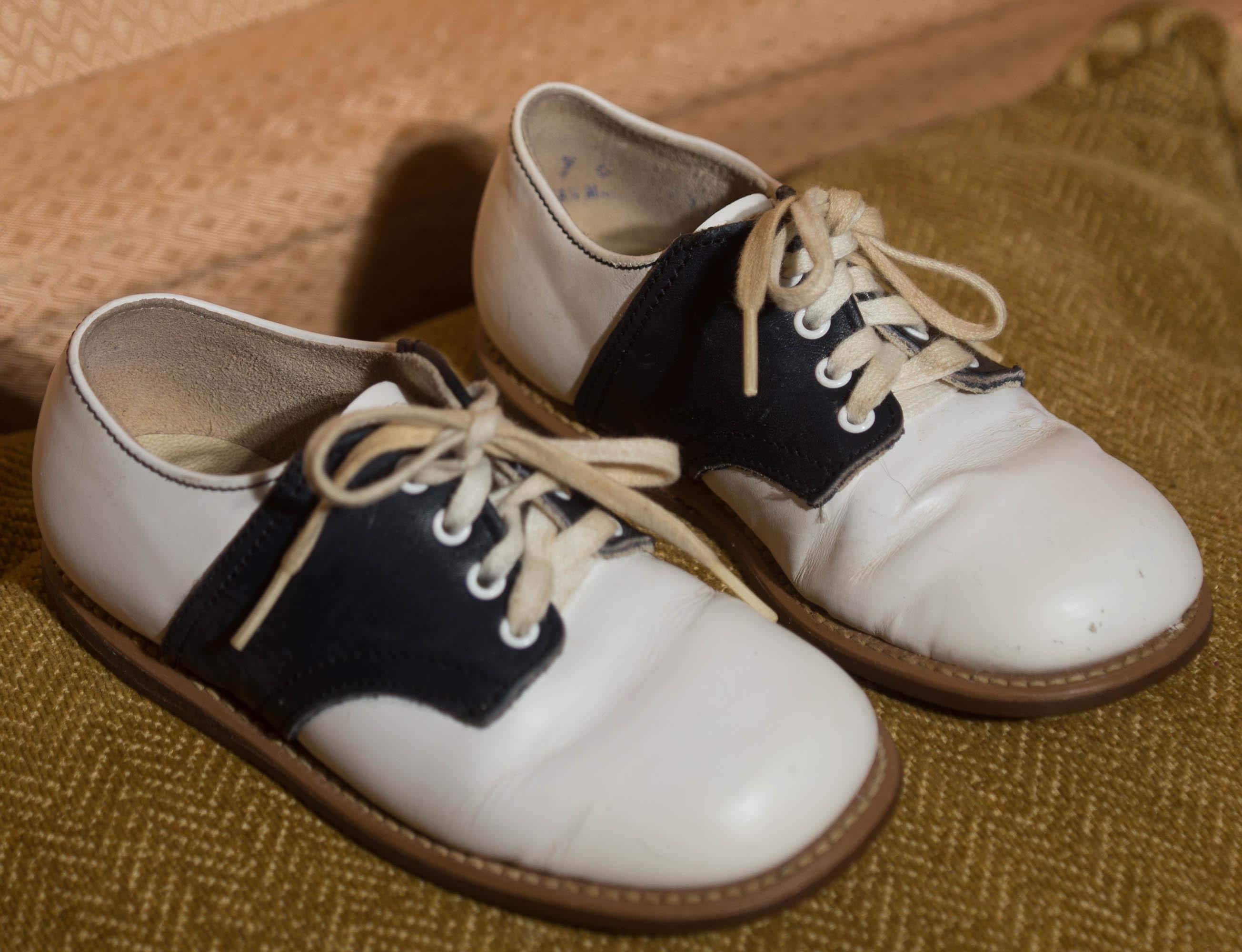 Deadstock New Vintage Saddle Shoes, Size 7 1/2, Orange Sole