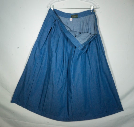 Vintage Jean Skirt 80s Pleated Midi Made in USA S… - image 5
