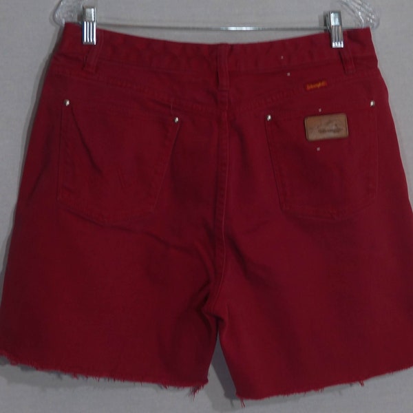 Vintage Wrangler's Jean Cutoff Shorts Western Red Denim Cut Offs -  33" High Waist