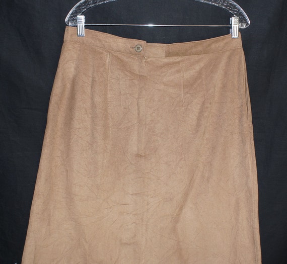Vintage 70s Skirt Midi Hand Made Faux Suede Boho … - image 7
