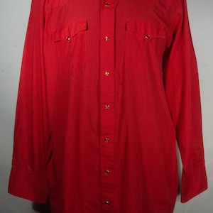 Vintage Western Shirt H Bar C Pearly Snaps HBarC Top Made in USA Mr. Tall Ranch Cowboy Bright Red HbarC - Mens Size XL , 18 x 35 , 52&quot; Chest