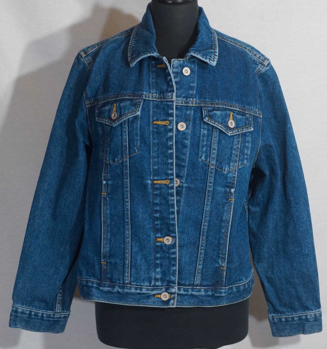 1990's Eddie Bauer Jean Jacket Vintage Denim Coat Size L Etsy
