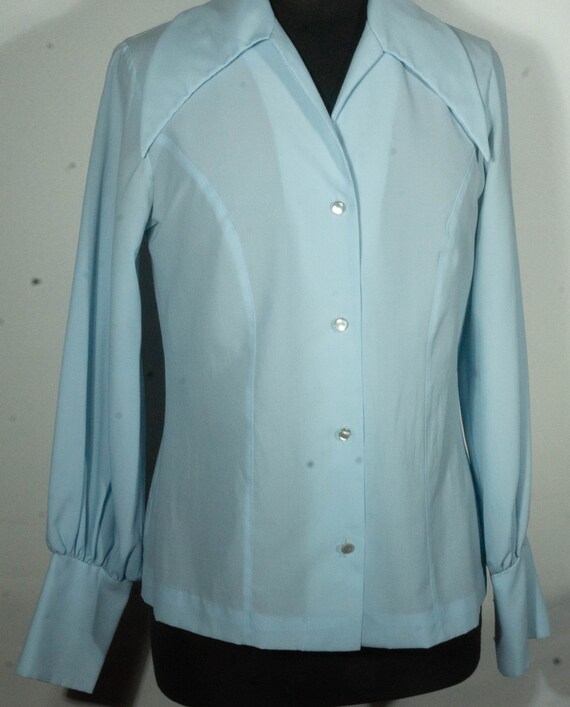 Vintage Blouse 60s Top Wing Collar Designer "Lee … - image 4
