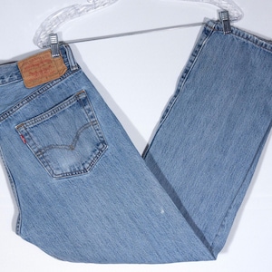 Vintage Levis Jeans 501 Levi&#39;s Jeans Levis Red Tab Button Fly Fade Wash Straight Leg Cut Perfectly Worn in - Men&#39;s Size 32 x 29