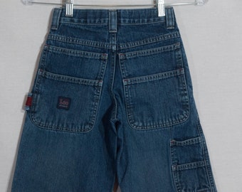 Kids Jeans Vintage Lee Denim Carpenter Painter Cut Wide Leg Size 8 Slim - AS FOUND