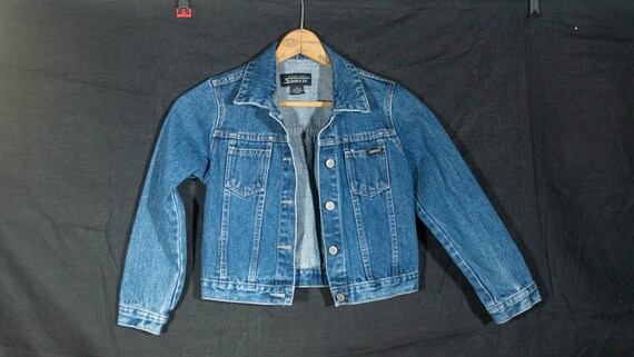 Vintage Kids Jean Jacket 80s Squeeze Denim Coat -… - image 5