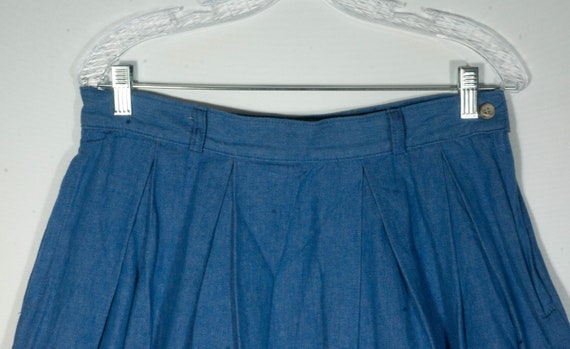 Vintage Jean Skirt 80s Pleated Midi Made in USA S… - image 4