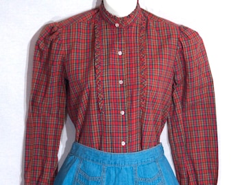 Vintage 80s Prairie Blouse: Cottagecore / Old WestTop - Size S