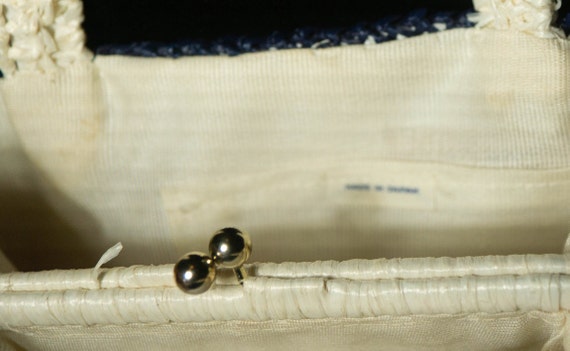 Vintage Raffia Hand Bag 60s Mod Purse Woven Straw… - image 10