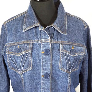 Vintage Jacket 1990&#39;s Jean Jacket Bill Blass Designer Denim Coat Pure Cotton 90s Collectible High End Label - VTG Women&#39;s Size L , 40&quot; Chest