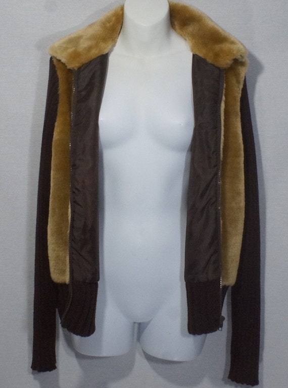 Vintage Jacket 90s Plush Pile Knit Zip Up Faux Fu… - image 6