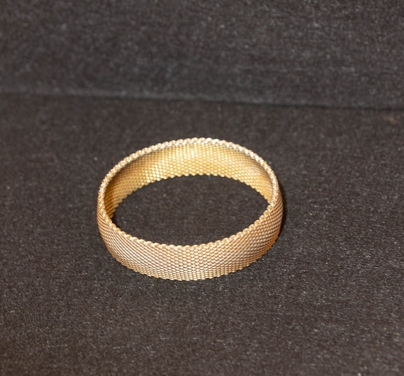 Vintage Bangle Woven Gold Tone Metal Bracelet Cos… - image 2