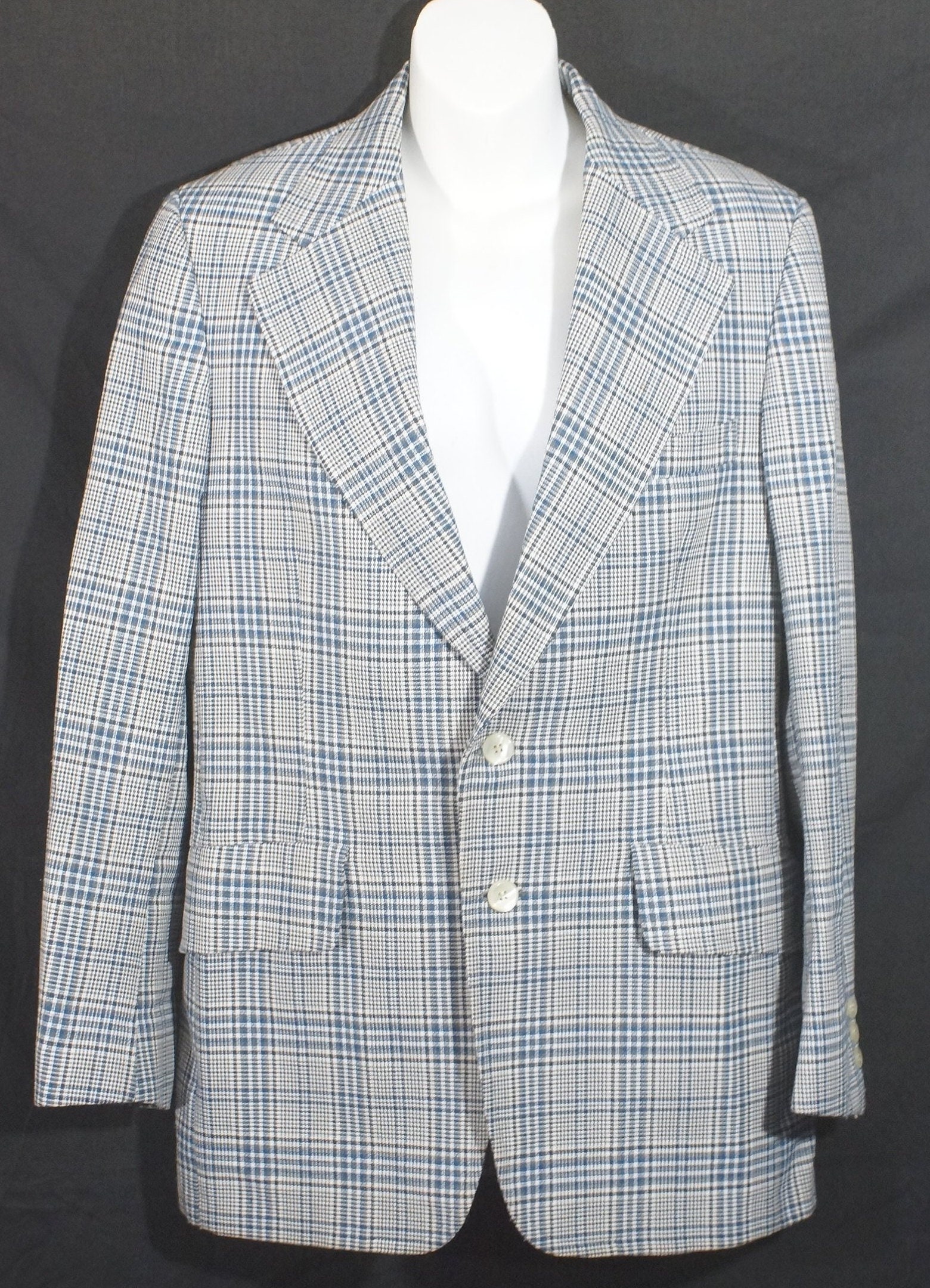 1960's Blazer Vintage Jacket Sport Coat Blue Plaid Suit Separate ...