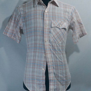 Koszula w kratę Levi&#39;s z lat 70. w stylu retro western, rozmiar męski S