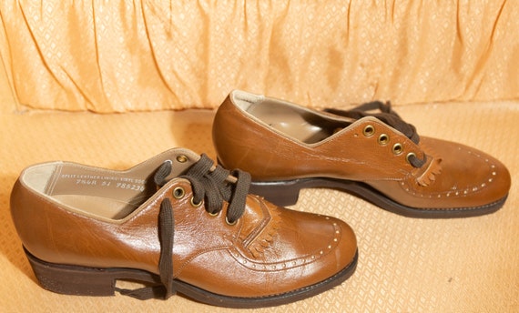 Vintage Oxford Shoes Mod 60s Lace Up Brown Leathe… - image 5