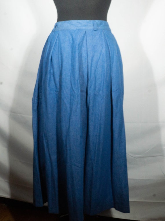 Vintage Jean Skirt 80s Pleated Midi Made in USA S… - image 10