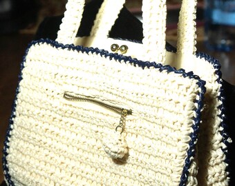 60s Raffia Handbag: Vintage Mid Mod Woven Straw Kisslock Purse, Made in Japan