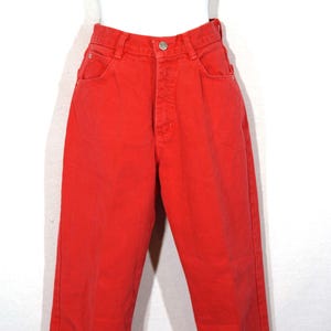 Vintage Jeans Made in USA Red Denim 80&#39;s 90&#39;s Mom Jeans High Rise &quot;Anchor Blue&quot; Label High Rise - VTG Women&#39;s Size 7 , 26&quot; High Waist