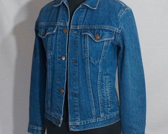70s Jean Jacket Vintage 1970's Coat Made in USA Denim Bristol Blues Label - Size 36" Chest, M?